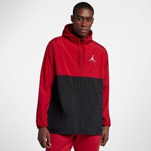 Jordan Men's Bold Red and Black Windbreaker Jumpman Size Large